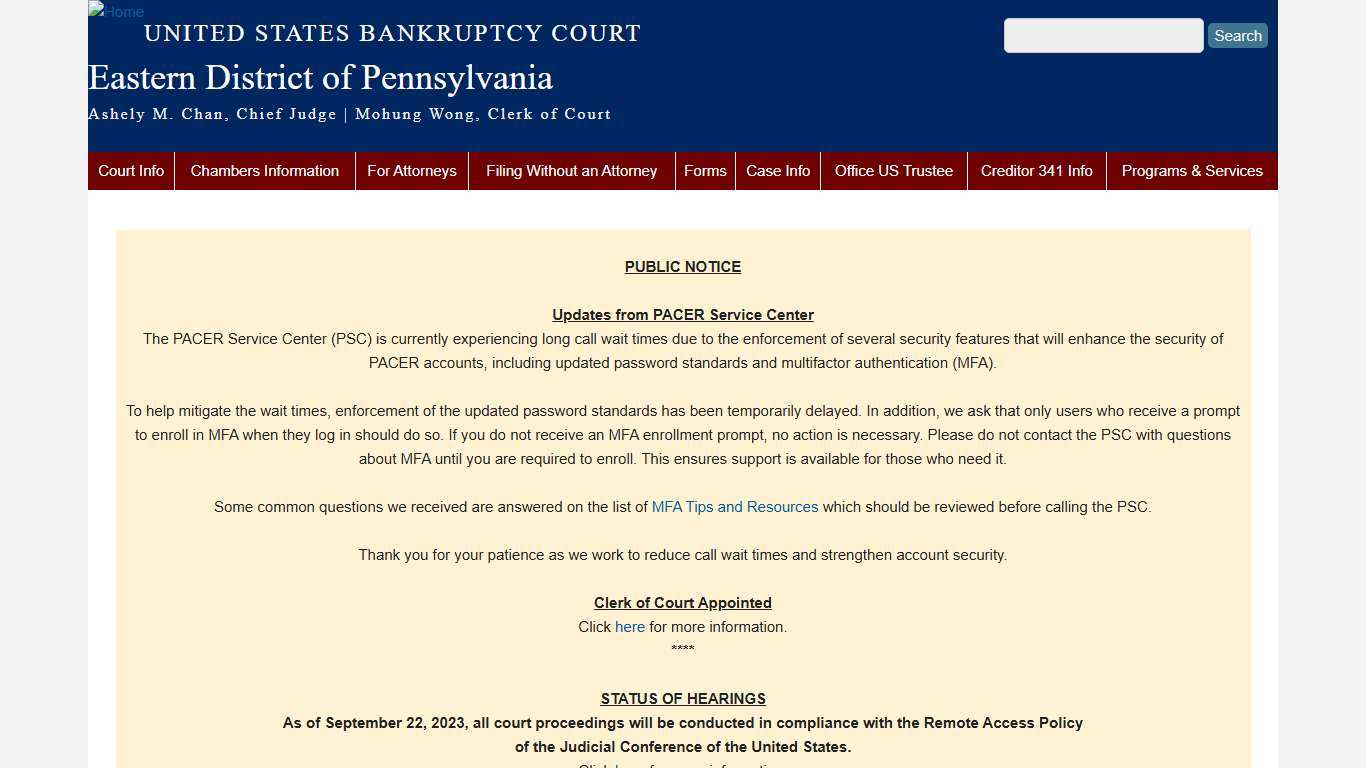 Eastern District of Pennsylvania United States Bankruptcy Court